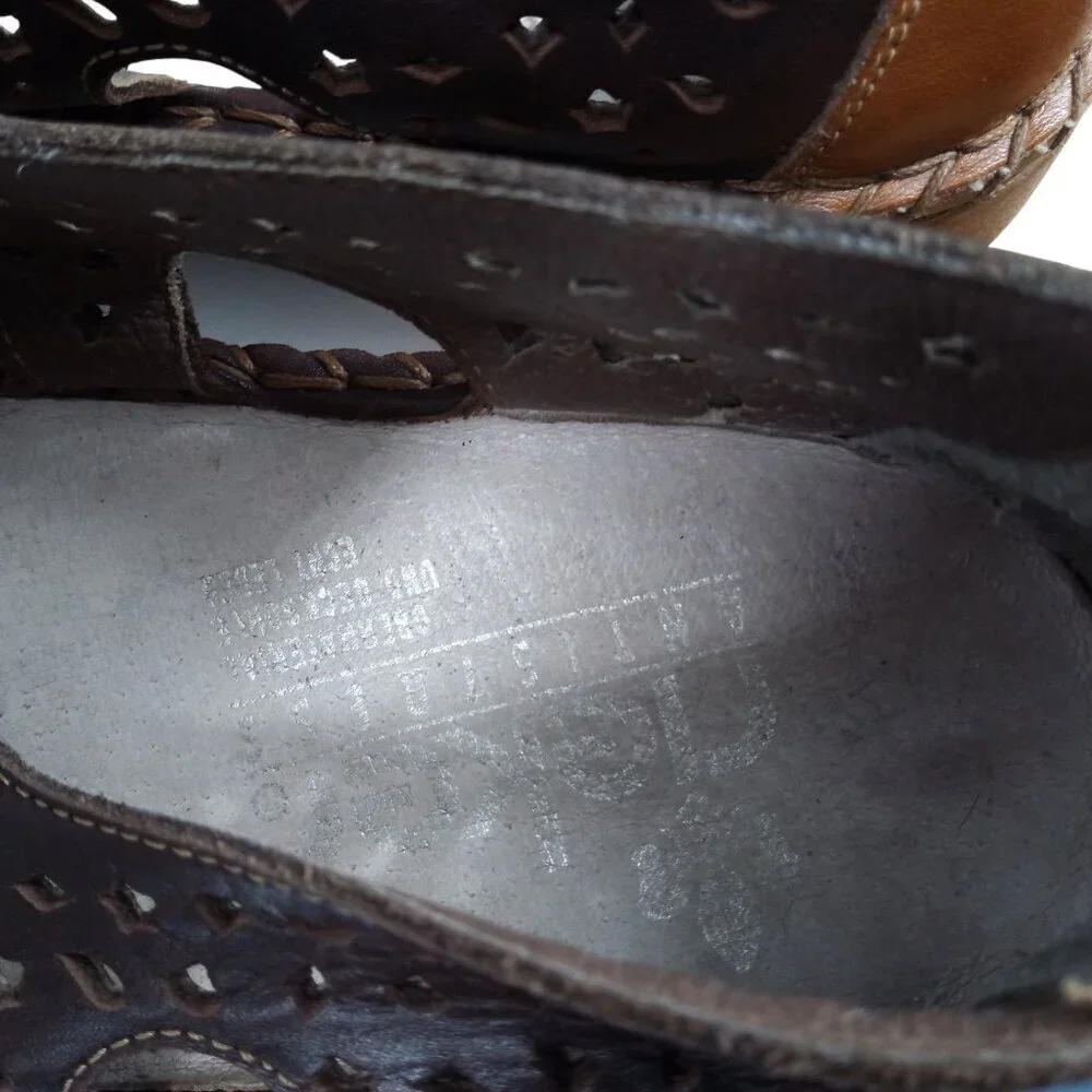 Rieker Brown Leather Slip On Comfort Loafers Size 40 US 9.5-10 Perforated